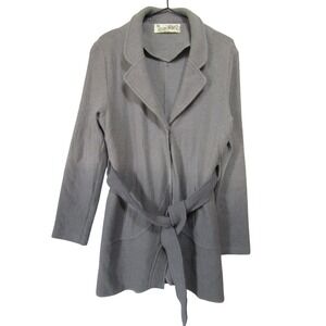 Aventura Boiled Wool Wrap Coat Womens Medium Gray Ombre Good Belted Pocket